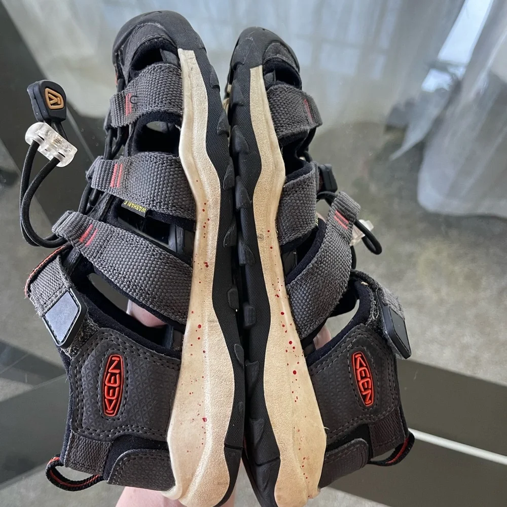 Keen‎ Sandals Kids 1 Newport Gray Orange 1018434 Terrain Hiking Washable